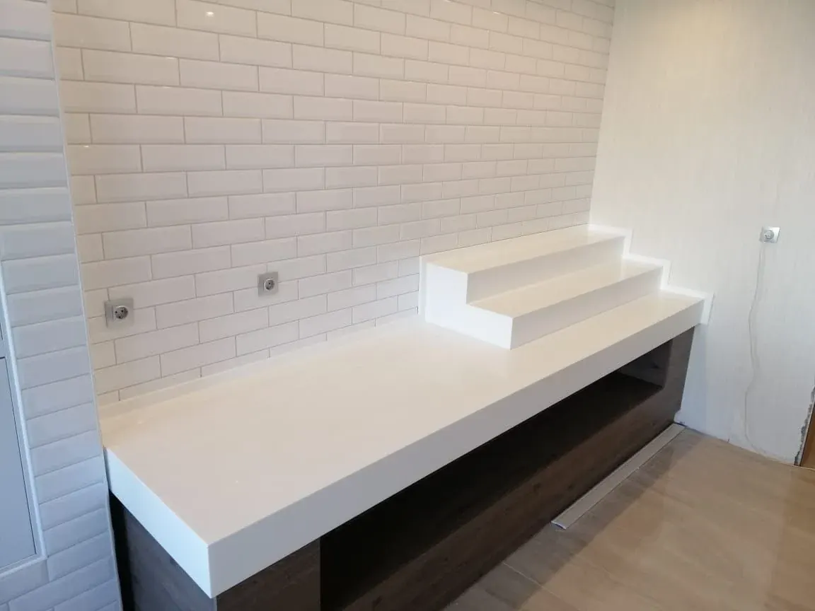 Acrylic solid surface project — Multi-level straight drinks countertop