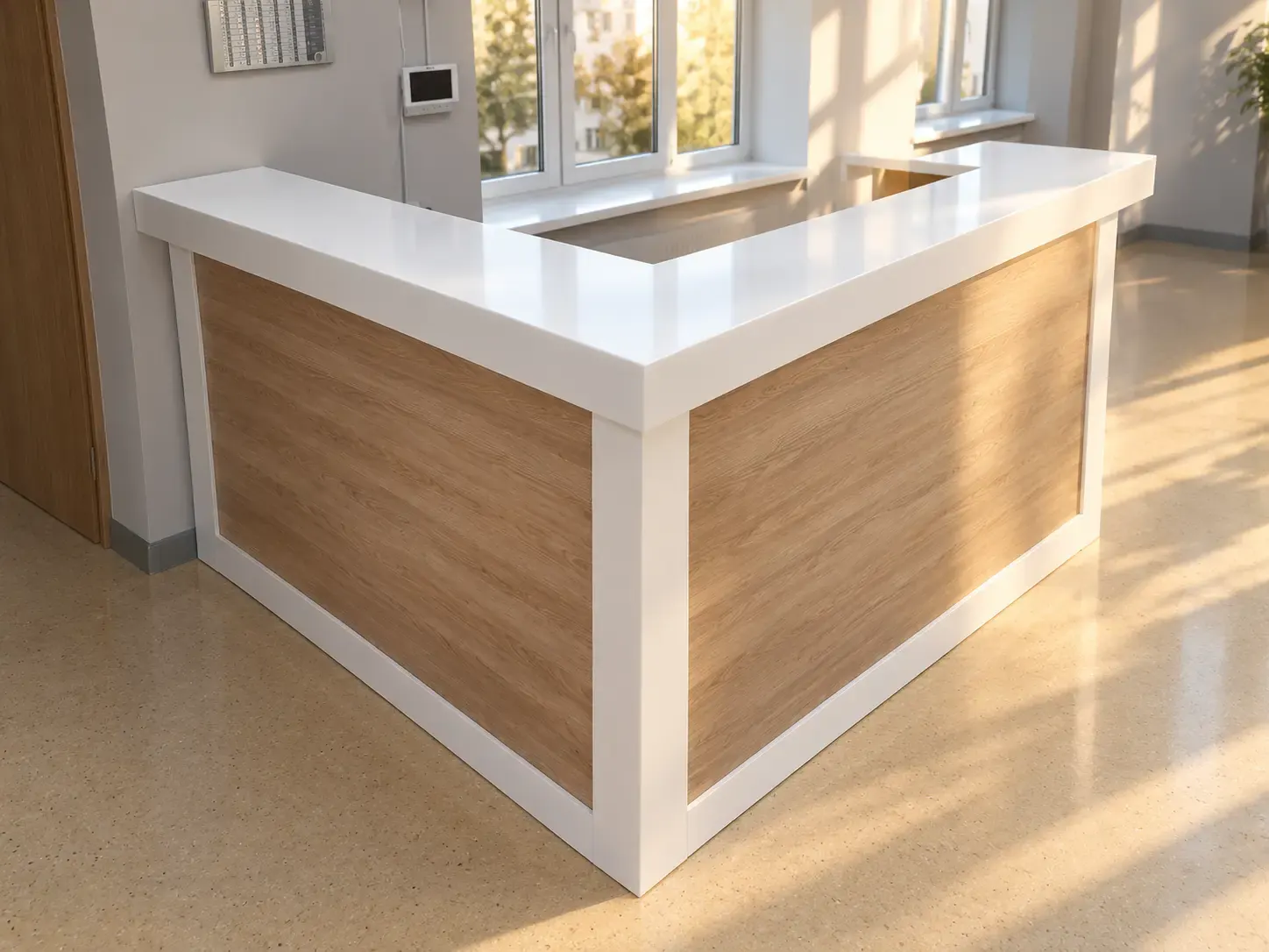 Acrylic solid surface project — Reception desk at a private school